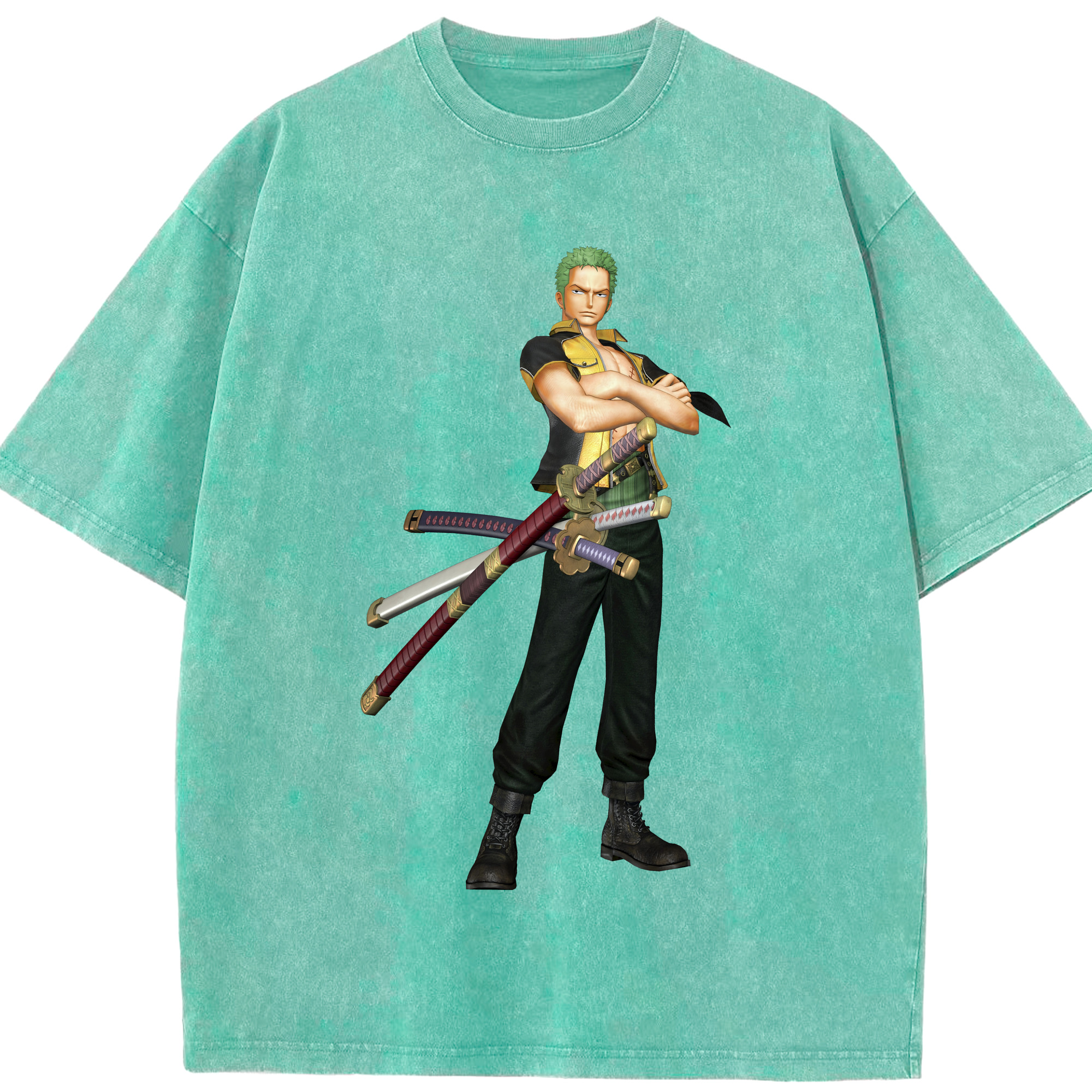 ワンピース ロロノア・ゾロ ONE PIECE Roronoa Zoro 綿100% ヴィンテージ風 半袖Tシャツ（フロントプリント）